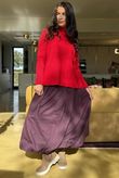 Paloma Bubble Hem Midi Skirt Damson
